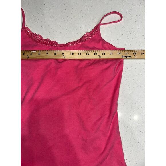 Express Vintage Y2K Cami Tank Fitted Stretch Lace Rhinestone Trim Pink L - Picture 10 of 11